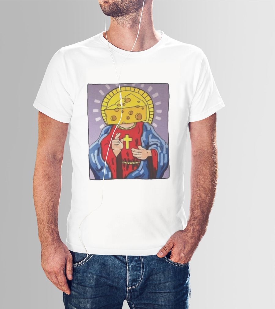 Cheesus Cheese Head Religious Pun Jesus T-Shirt