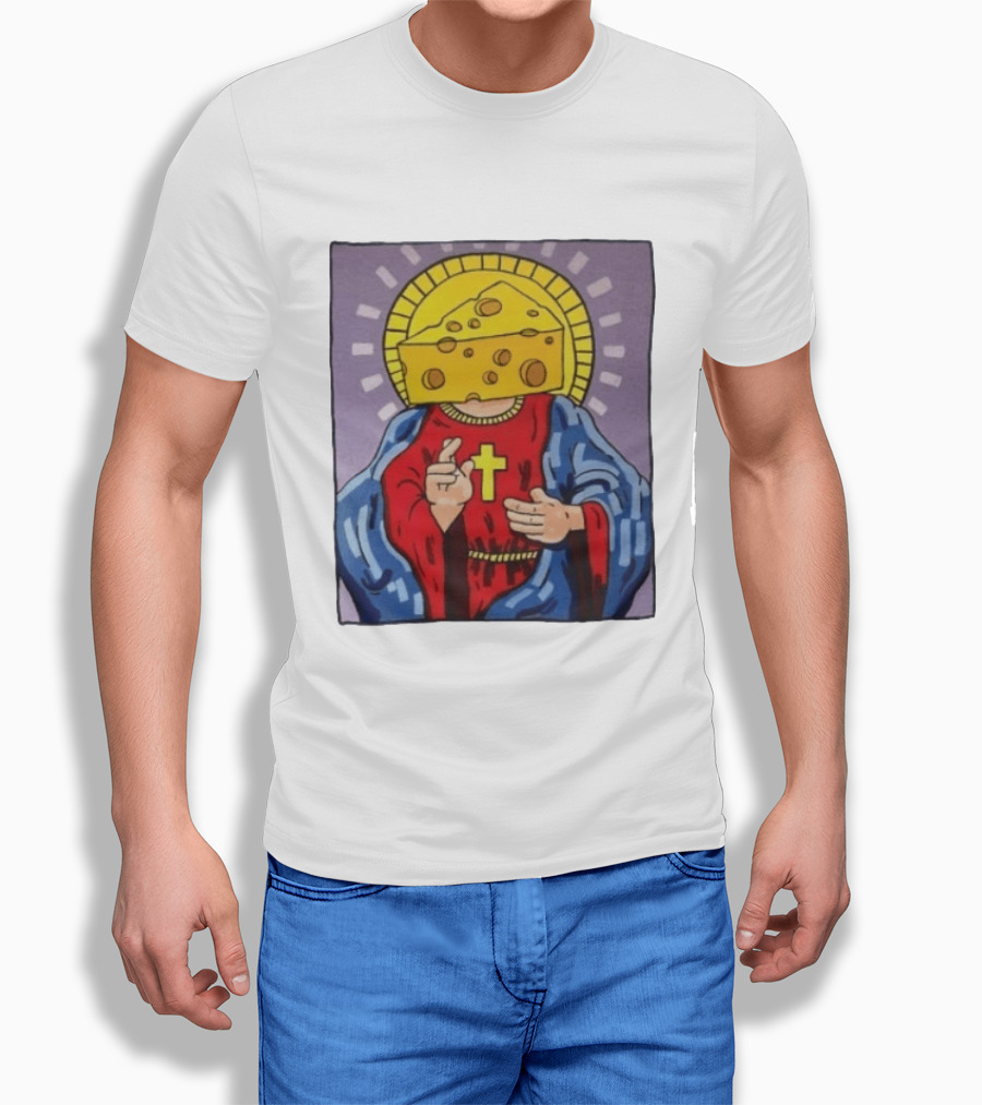 Cheesus Cheese Head Religious Pun Jesus T-Shirt