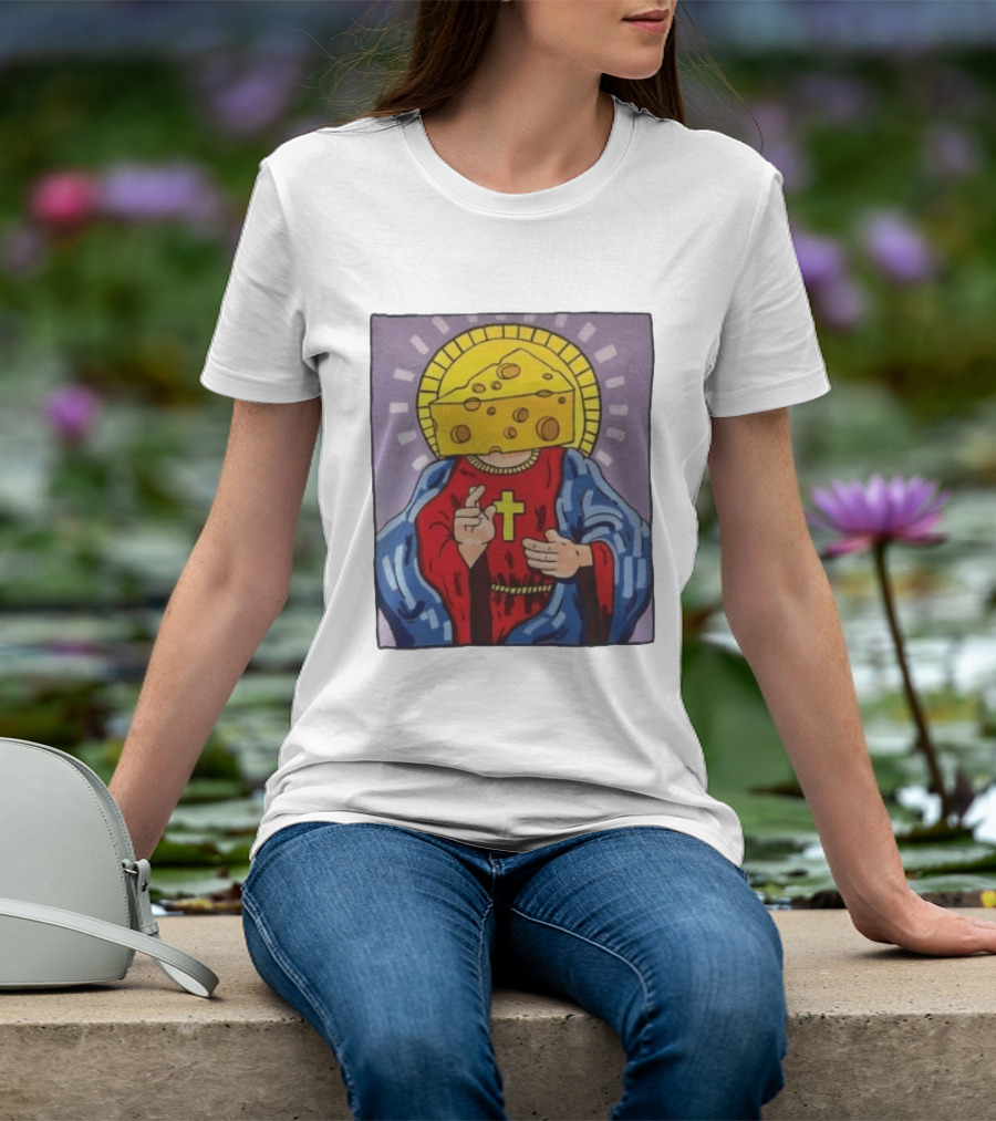 Cheesus Cheese Head Religious Pun Jesus T-Shirt