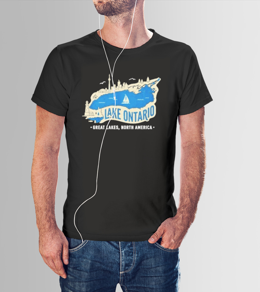 Lake Ontario Skyline Map Great Lakes North America T-Shirt