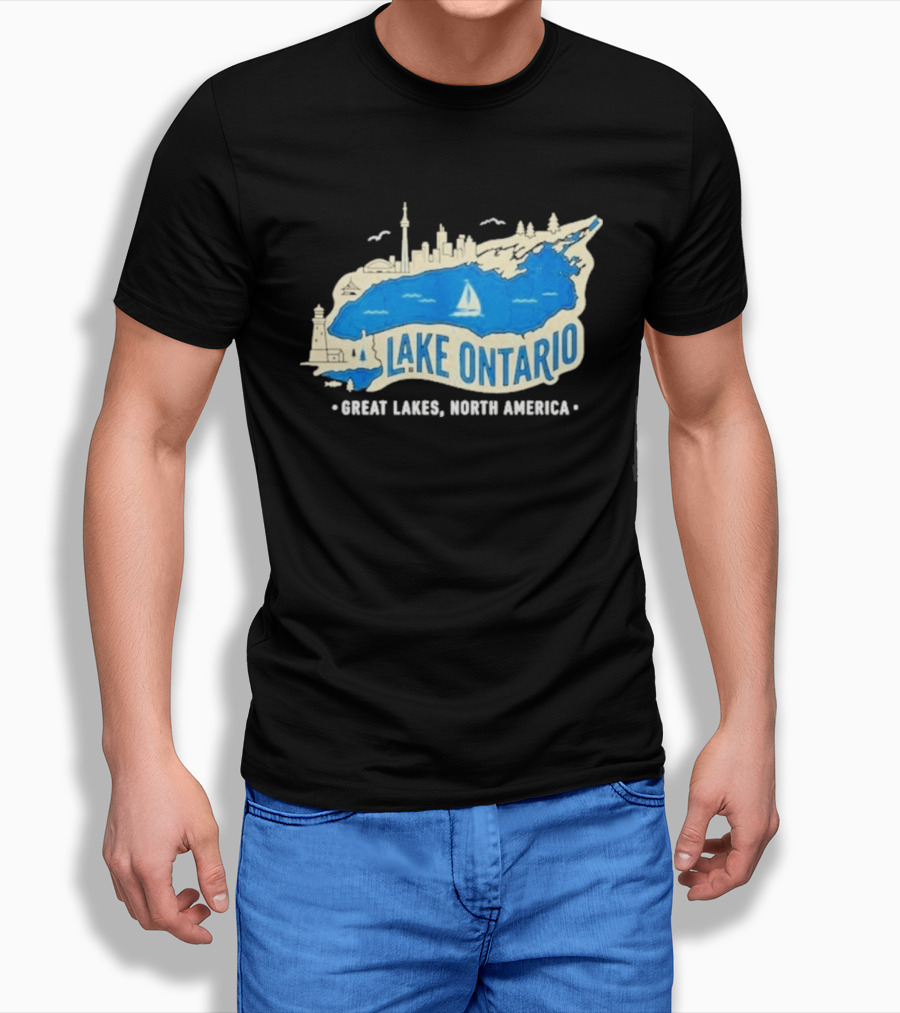 Lake Ontario Skyline Map Great Lakes North America T-Shirt