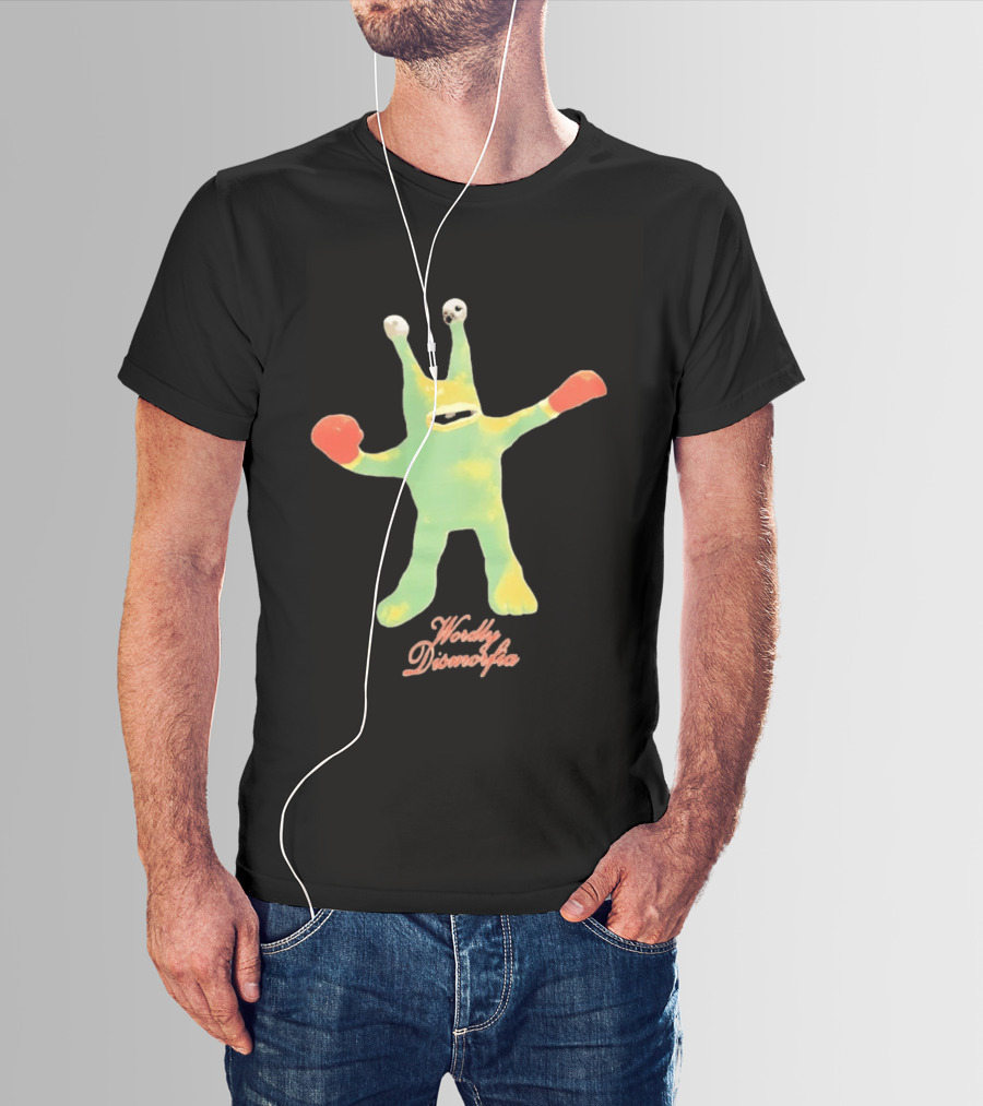 Wordly Dismorfia Boxing Alien Creature With Red Boxing Gloves T-Shirt