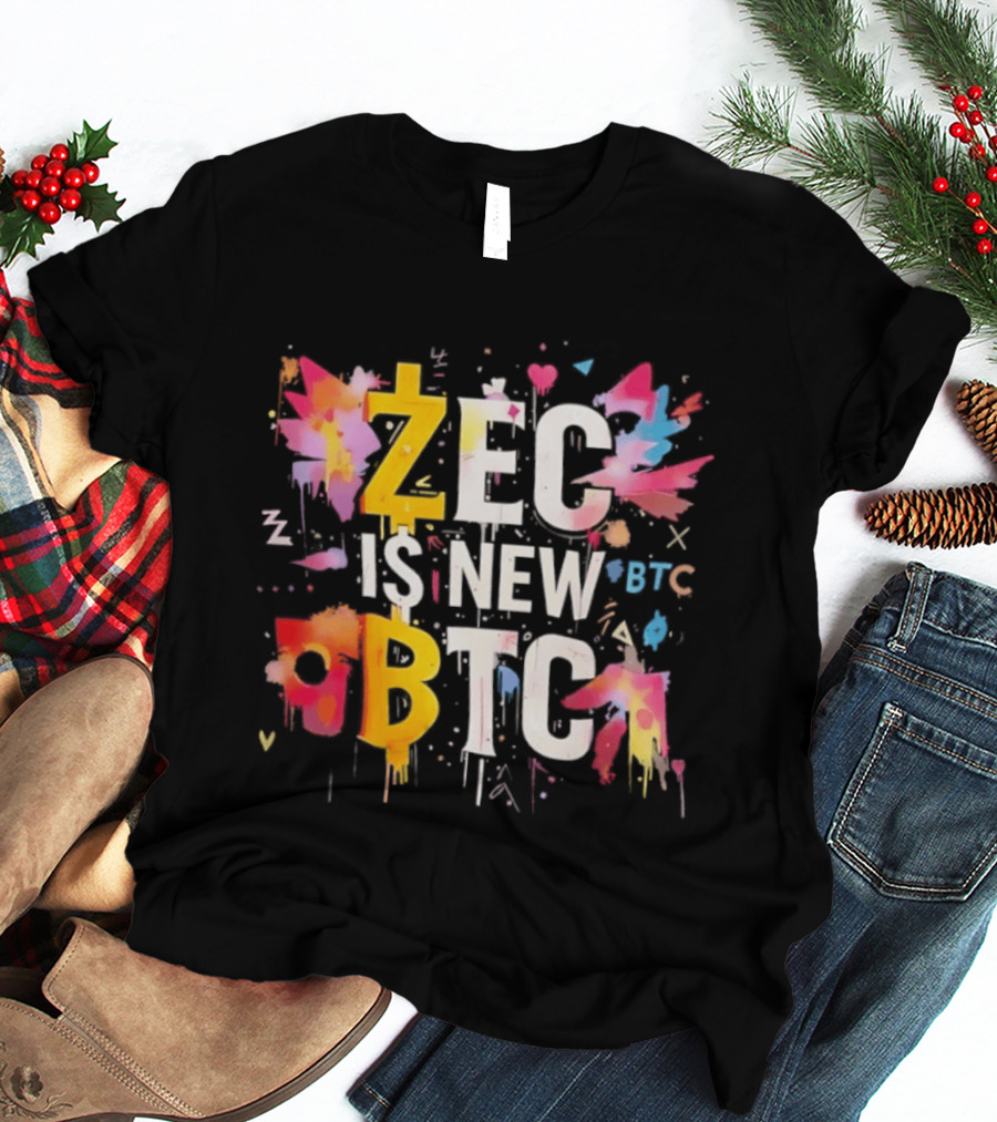 ZEC Is New BTC Cryptocurrency Zcash Bitcoin Colorful Paint Splash T-Shirt