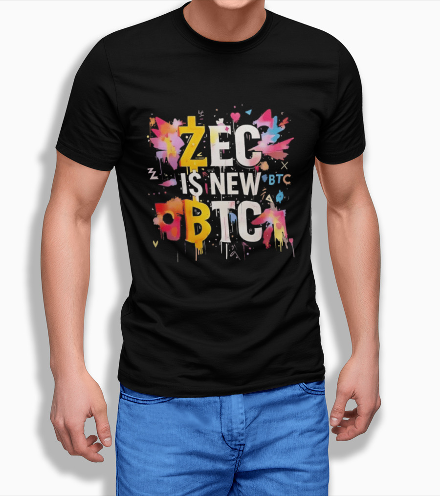 ZEC Is New BTC Cryptocurrency Zcash Bitcoin Colorful Paint Splash T-Shirt
