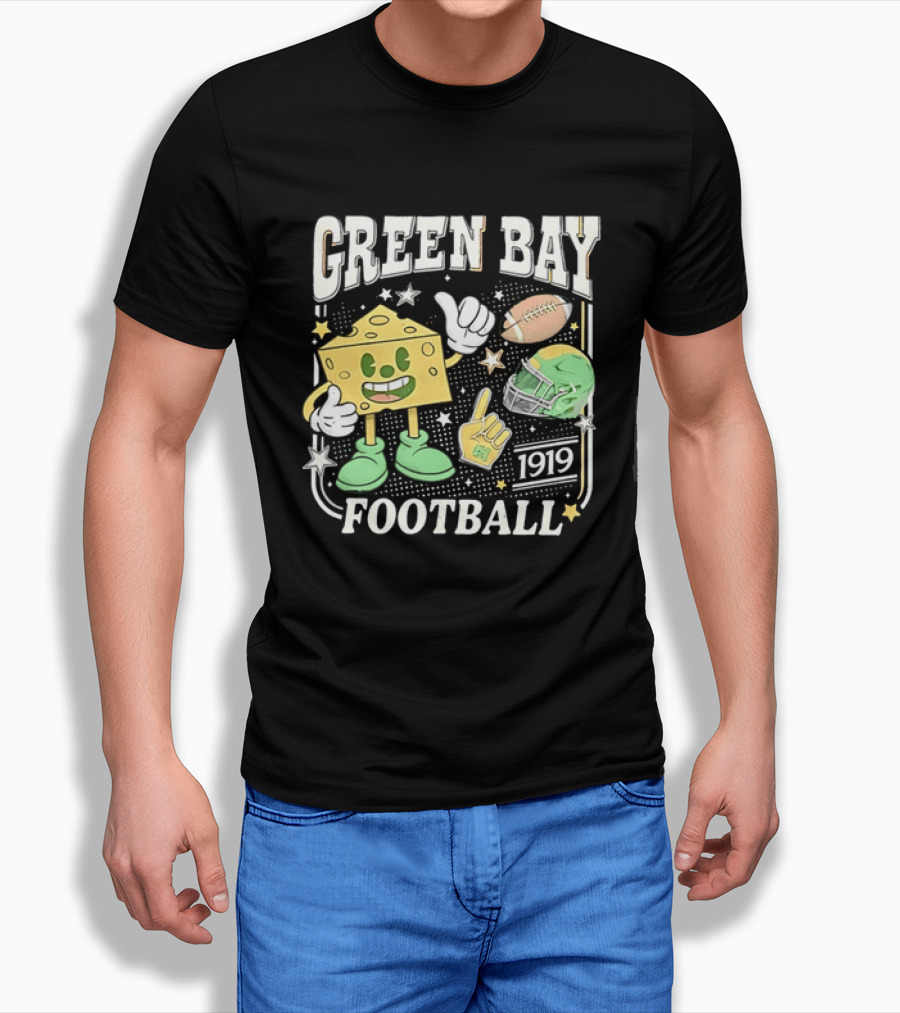 Green Bay 1919 Cheesehead Football Mascot And Gear T-Shirt