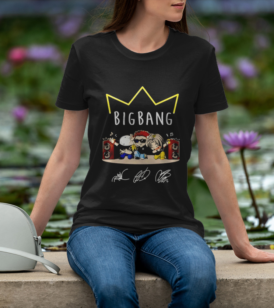 BIGBANG Chibi Characters With Crown And Speaker T-Shirt
