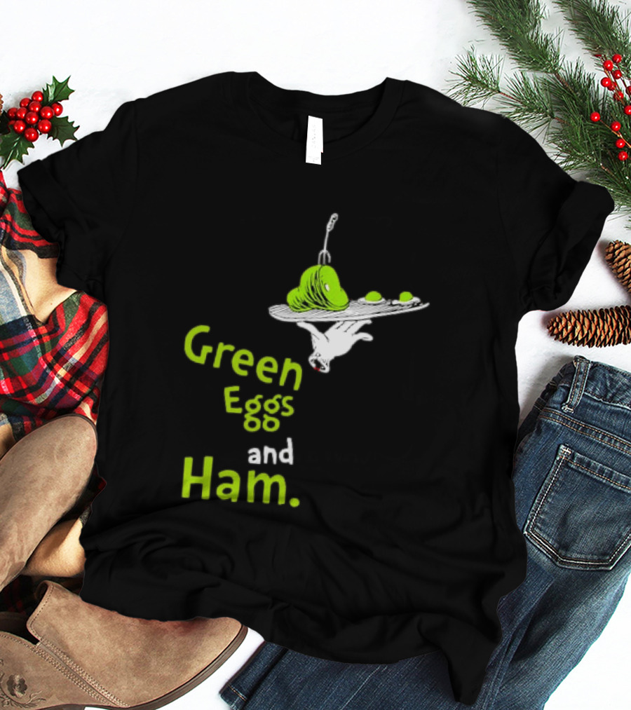 Dr Seuss Green Eggs And Ham Plate Illustration Classic Children's Book T-Shirt