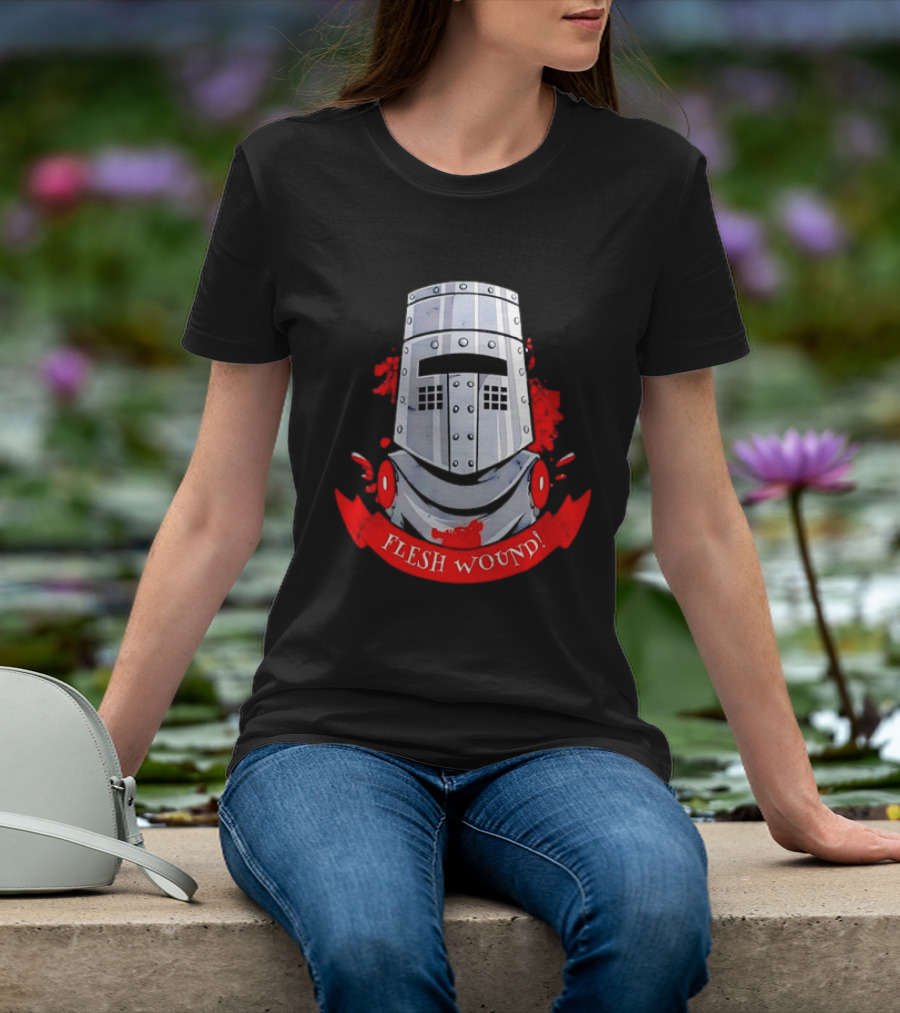 Black Knight Flesh Wound Helmet Monty Python Holy Grail T-Shirt