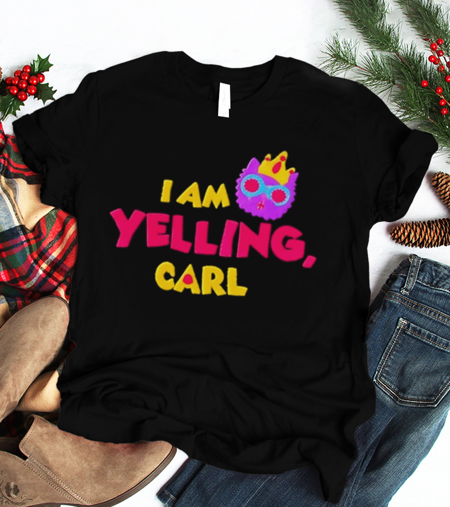 I Am Yelling Carl Cat Meme Colorful Crown Glasses T-Shirt
