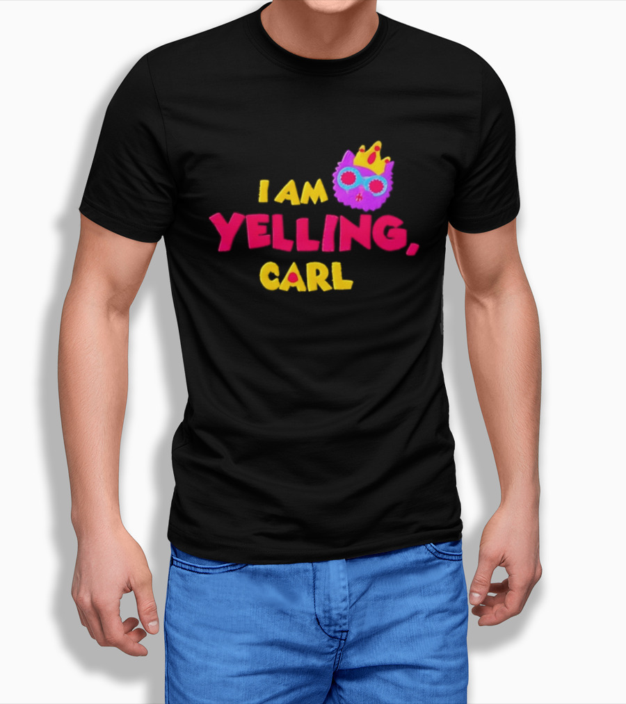 I Am Yelling Carl Cat Meme Colorful Crown Glasses T-Shirt