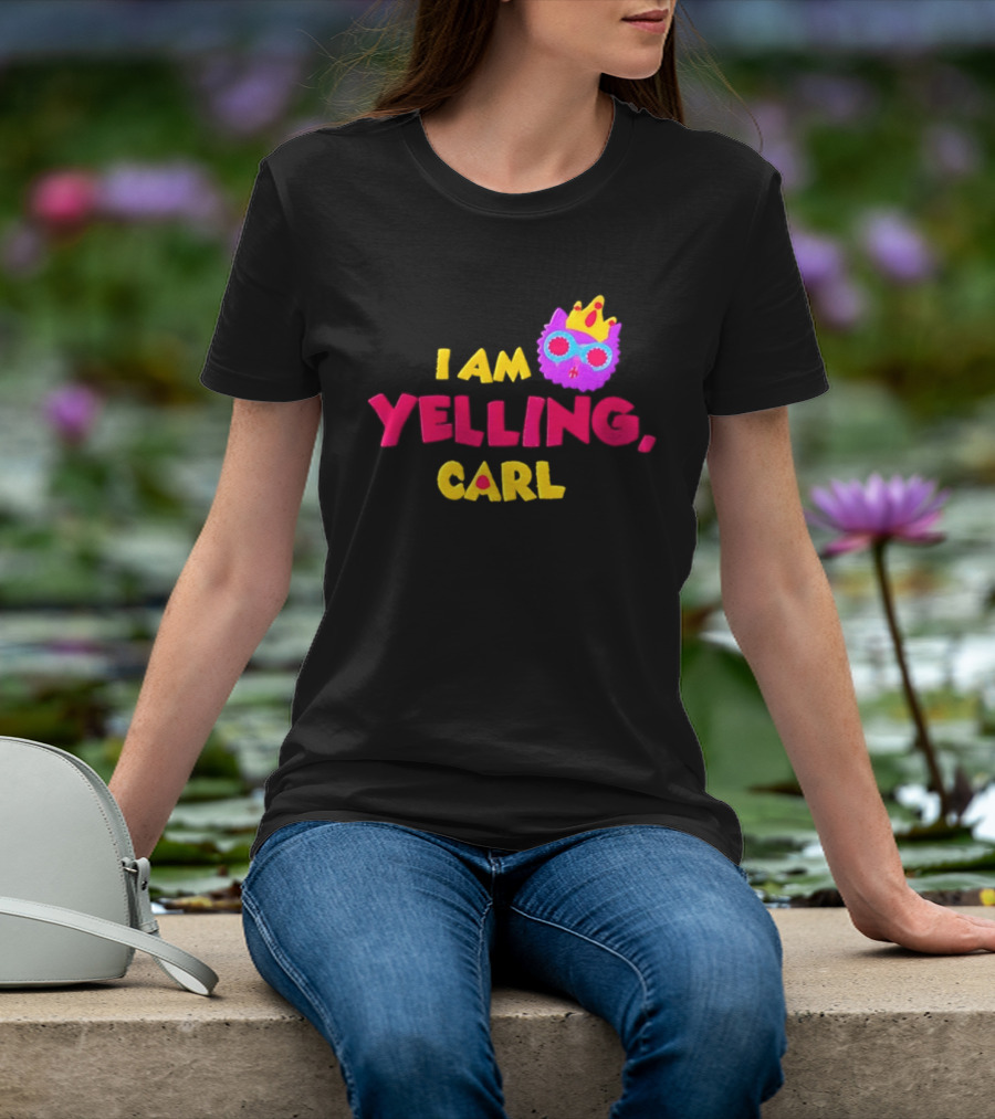 I Am Yelling Carl Cat Meme Colorful Crown Glasses T-Shirt