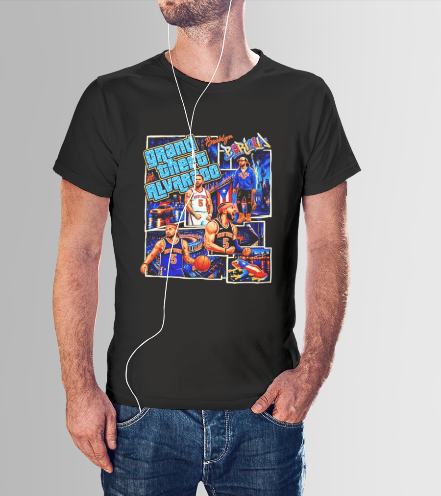 Brooklyn Boricua NY Knicks Grand Theft Alvarado T-Shirt