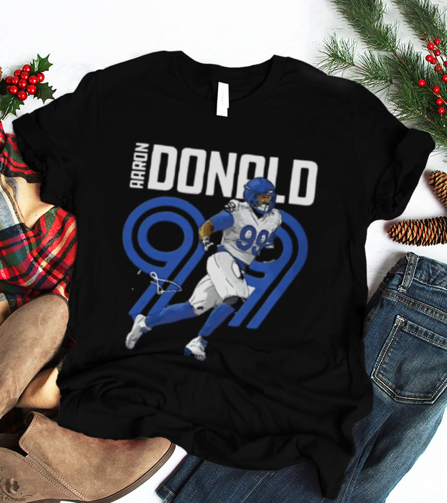 Los Angeles Rams Aaron Donald 99 Blue Running Player T-Shirt