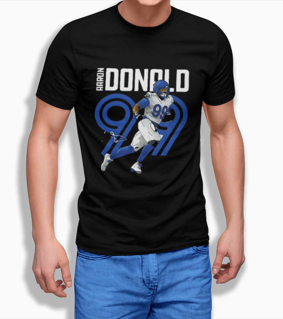 Los Angeles Rams Aaron Donald 99 Blue Running Player T-Shirt