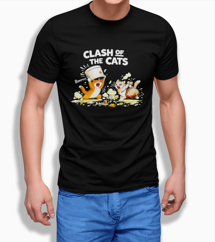 Clash Of The Cats Funny Fighting Kittens Playful Chaos T-Shirt