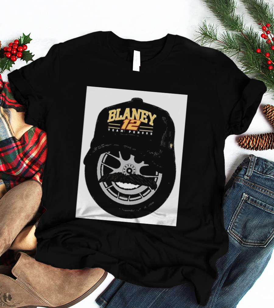 Blaney 12 Team Penske Mustache Racing Fan Gear T-Shirt