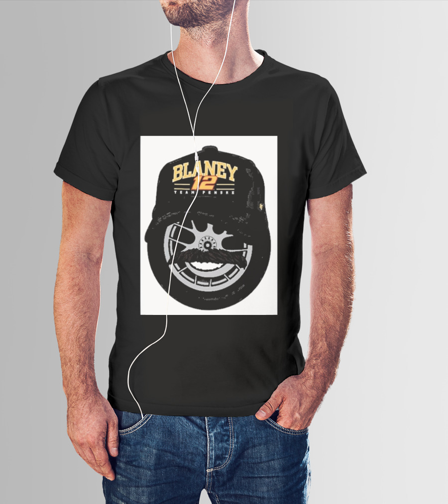 Blaney 12 Team Penske Mustache Racing Fan Gear T-Shirt