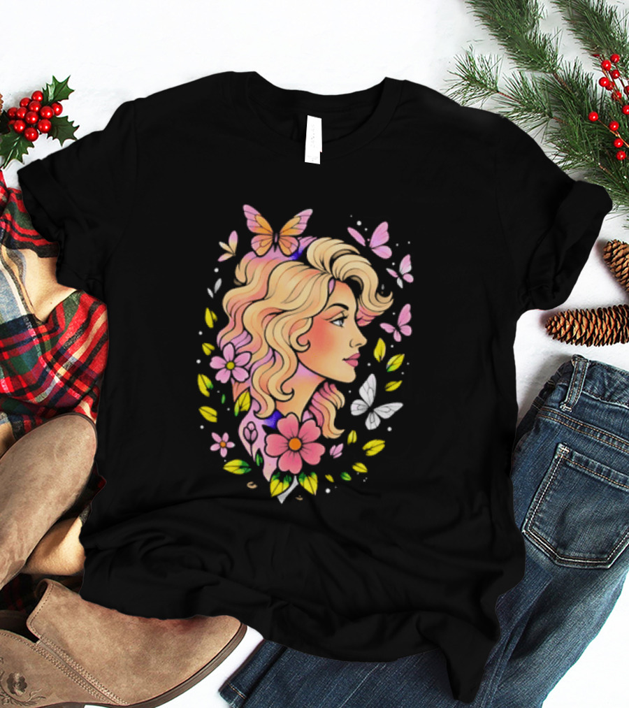 Dolly Parton Floral Butterfly Country Music T-Shirt