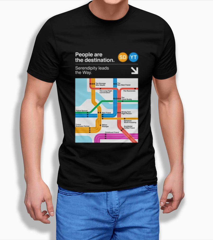 Seek Discomfort Serendipity Leads The Way People Are The Destination Black T-Shirt