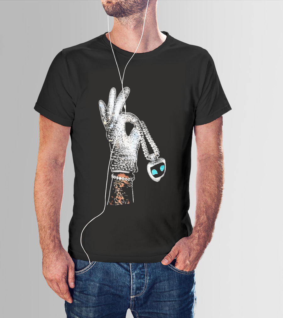 King Of Pop Sequin Glove Holding Alien Pendant T-Shirt