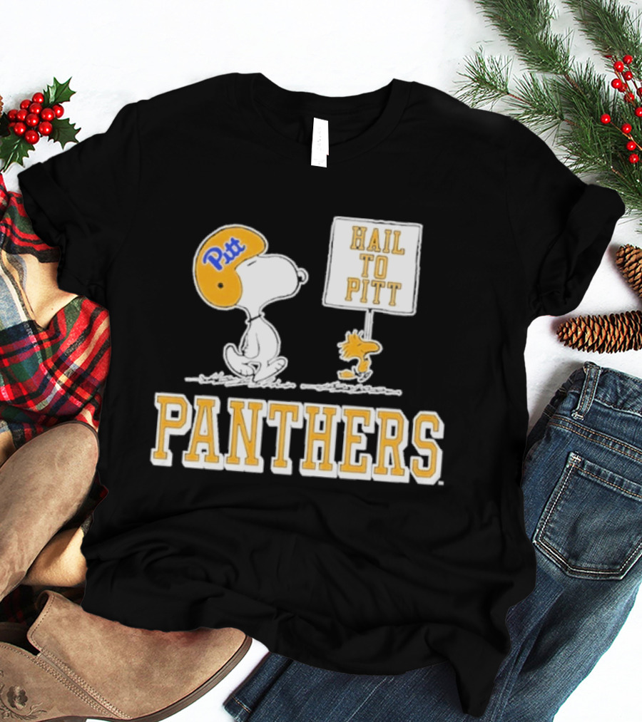 Snoopy Woodstock Hail To Pitt Panthers Peanuts Football Fan T-Shirt