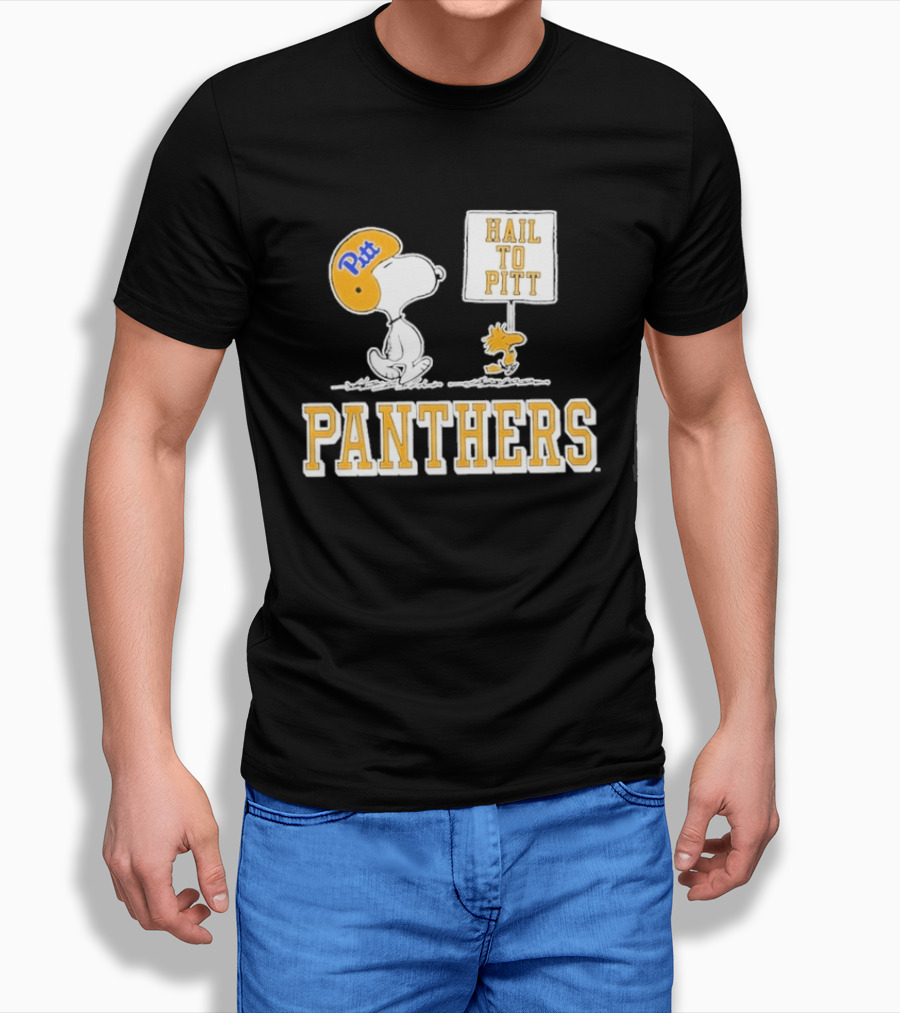 Snoopy Woodstock Hail To Pitt Panthers Peanuts Football Fan T-Shirt