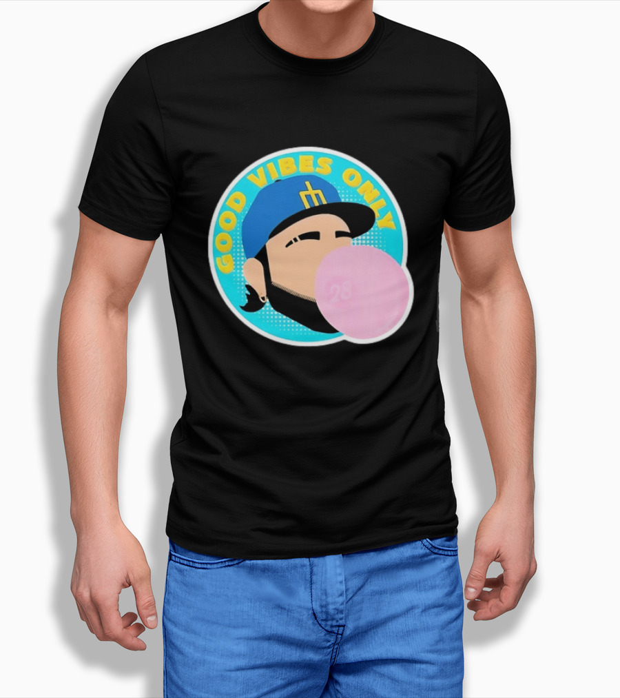 Seattle Mariners Eugenio Suarez Good Vibes Only 28 Baseball Bubblegum T-Shirt