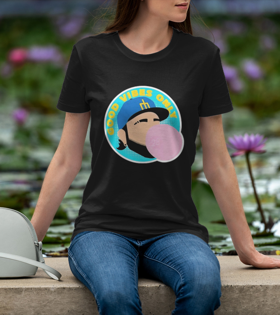 Seattle Mariners Eugenio Suarez Good Vibes Only 28 Baseball Bubblegum T-Shirt