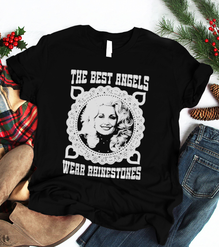 The Best Angels Wear Rhinestones Vintage Lace T-Shirt