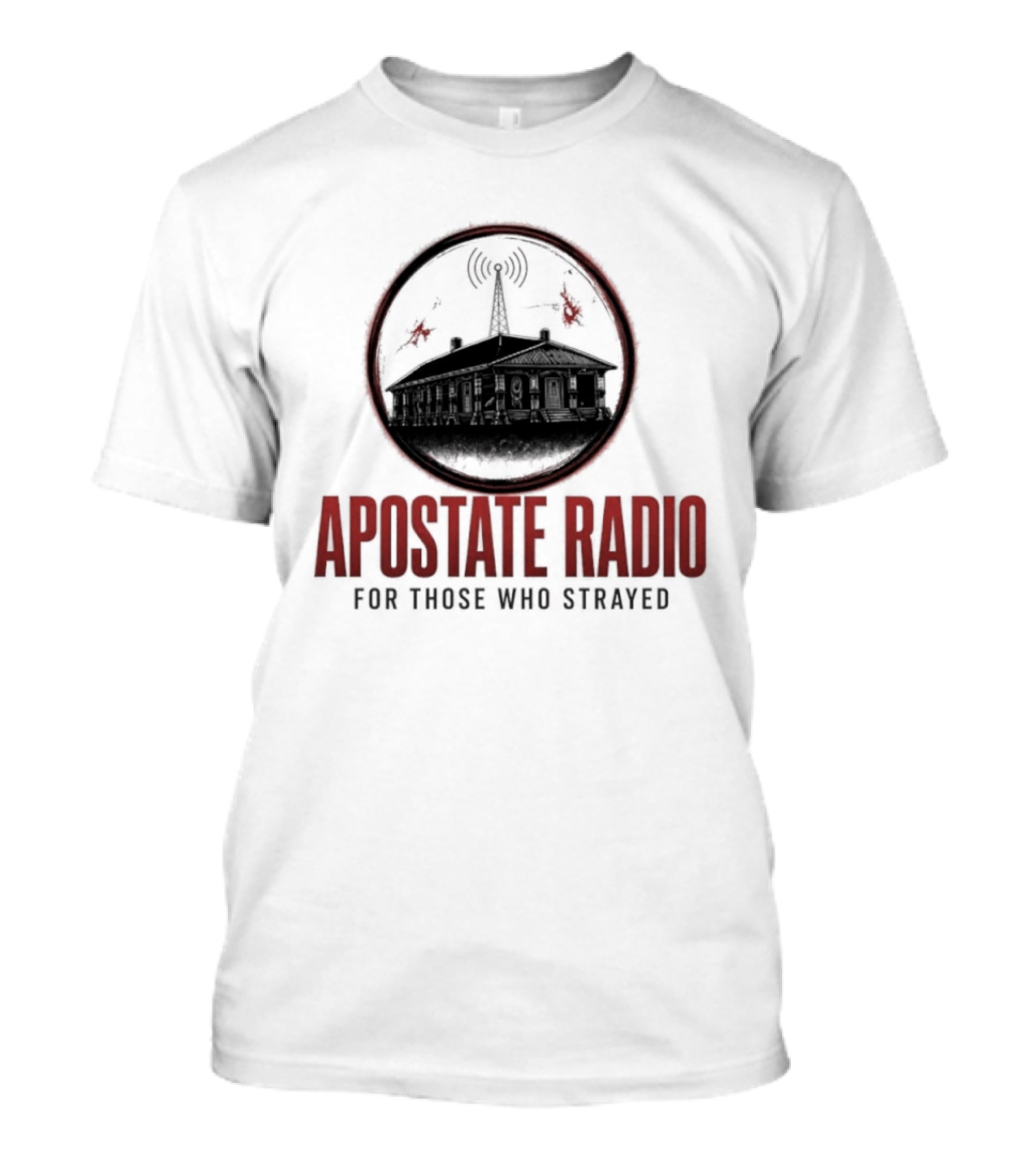 Apostate Radio For Those Who Strayed Podcast Broadcasting Symbolic Antenna And Flames T-Shirt