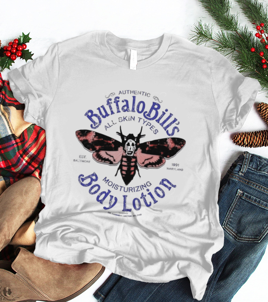 Authentic Buffalo Bill's All Skin Types Moisturizing Body Lotion Moth T-Shirt