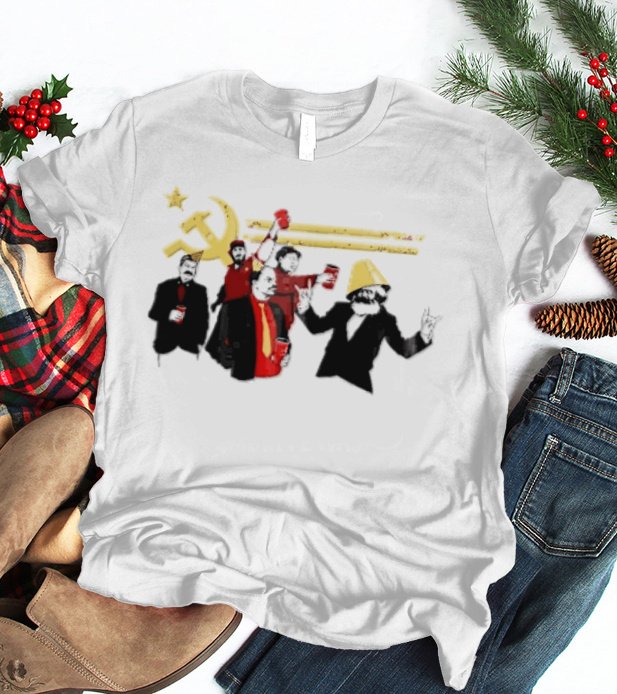 Communist Leaders Party Hammer Sickle Red Cups Star T-Shirt