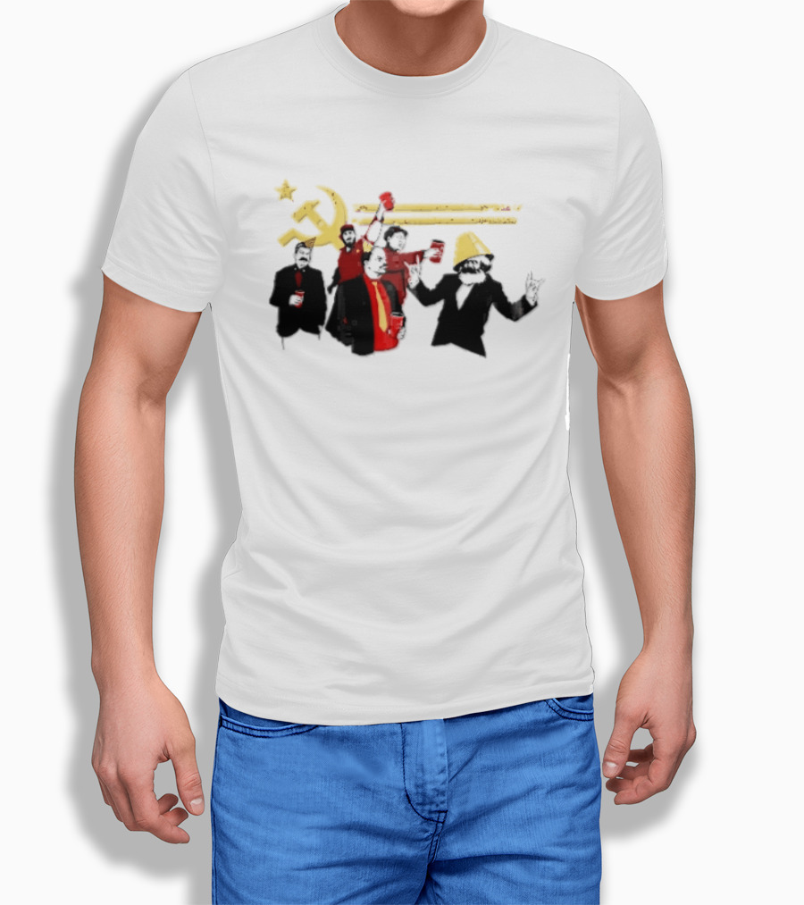 Communist Leaders Party Hammer Sickle Red Cups Star T-Shirt