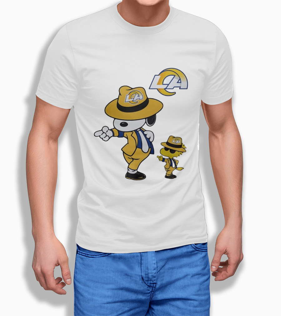 Los Angeles Rams Snoopy Woodstock LA Collaboration Dancing T-Shirt