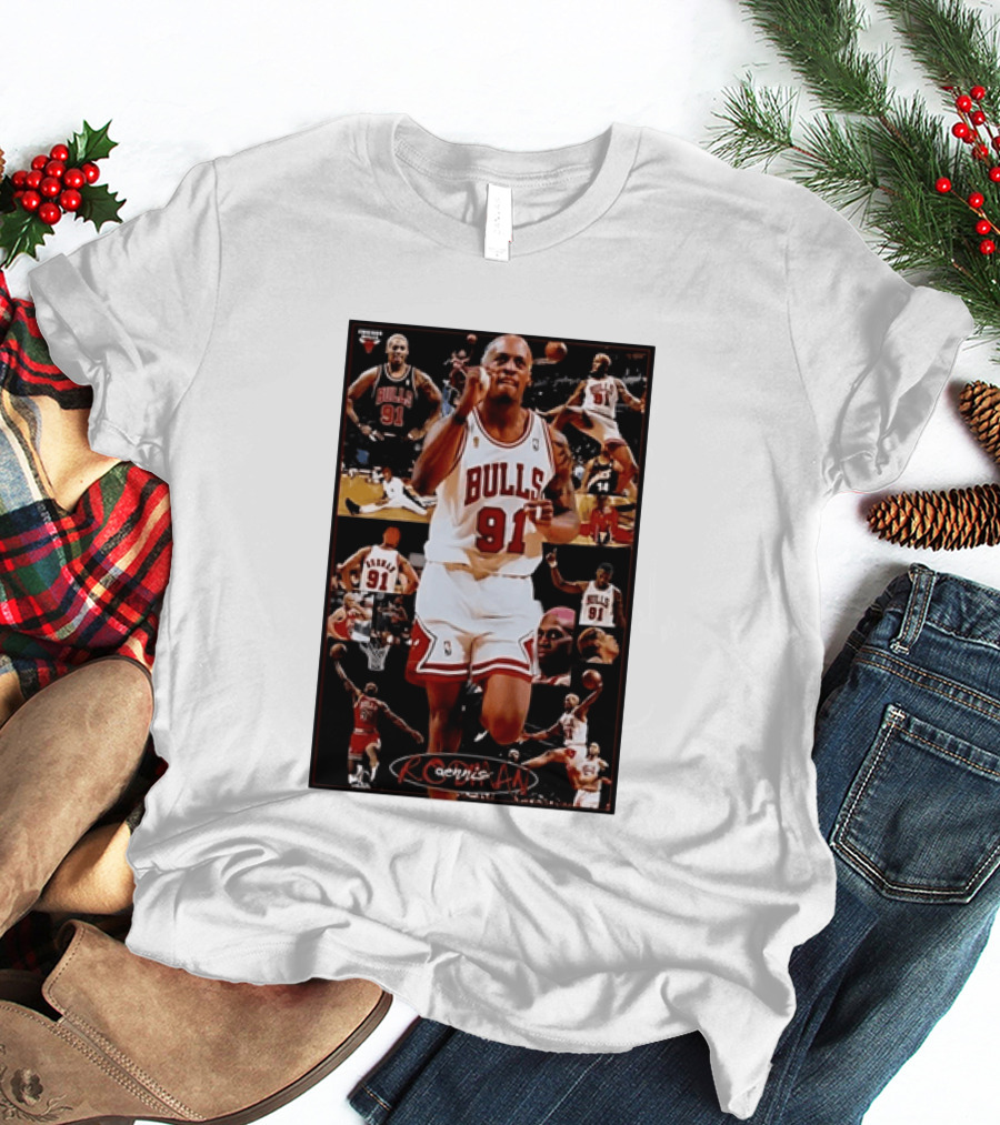 Dennis Rodman Chicago Bulls 91 Iconic NBA Basketball Highlights T-Shirt