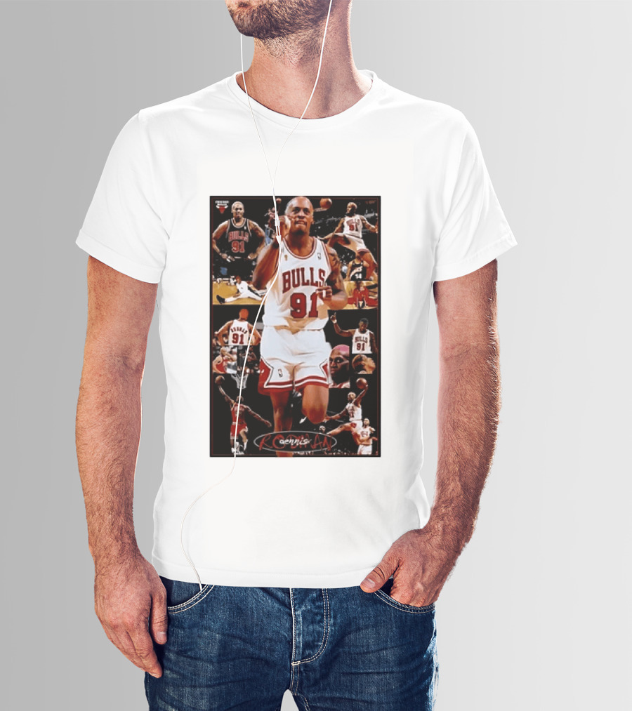 Dennis Rodman Chicago Bulls 91 Iconic NBA Basketball Highlights T-Shirt