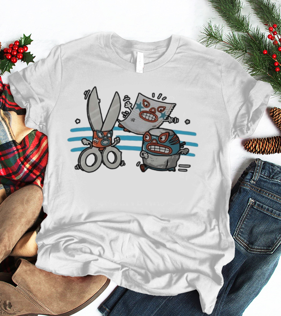 Lucha Libre Rock Paper Scissors Game Luchador Battle Characters T-Shirt