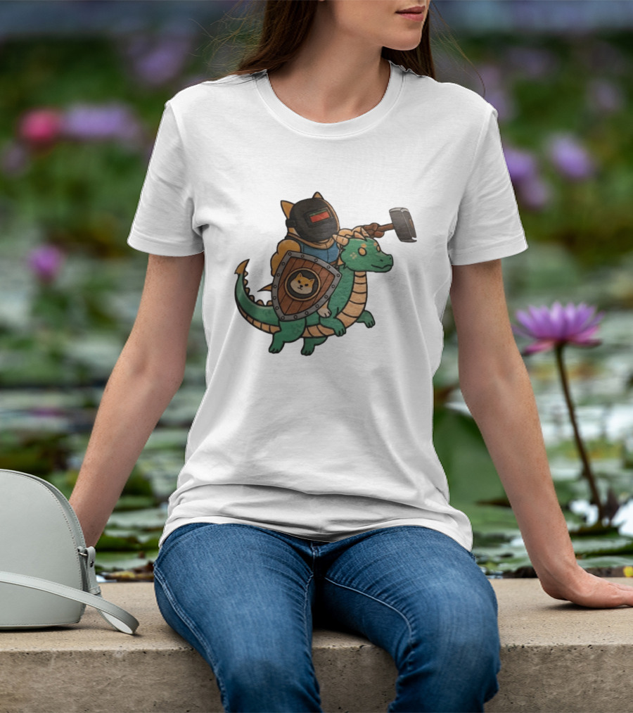 Doge Memes Warrior Dragon Ride Welding Mask Hammer And Shield T-Shirt