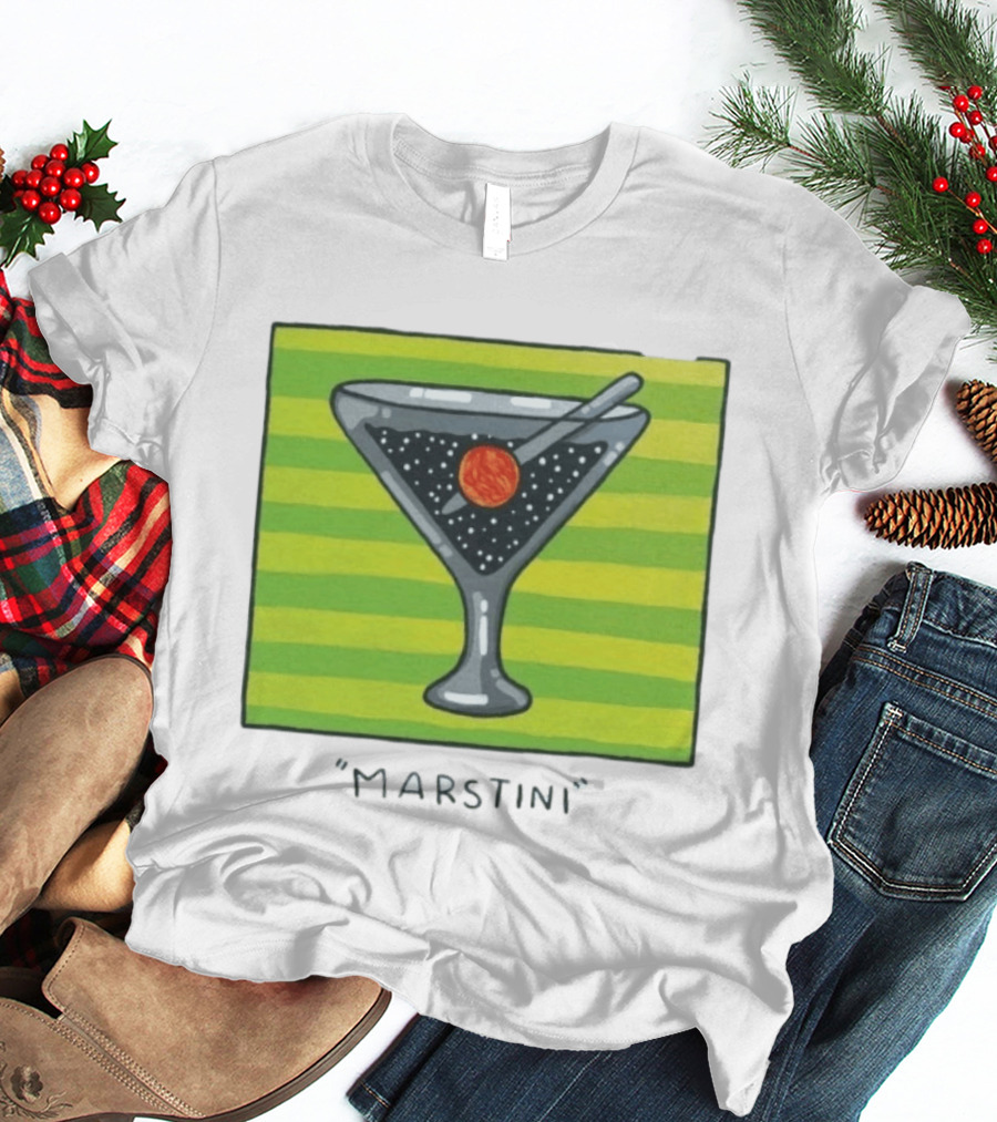 Marstini Planet Martini Cocktail Mars Space Themed Drink T-Shirt