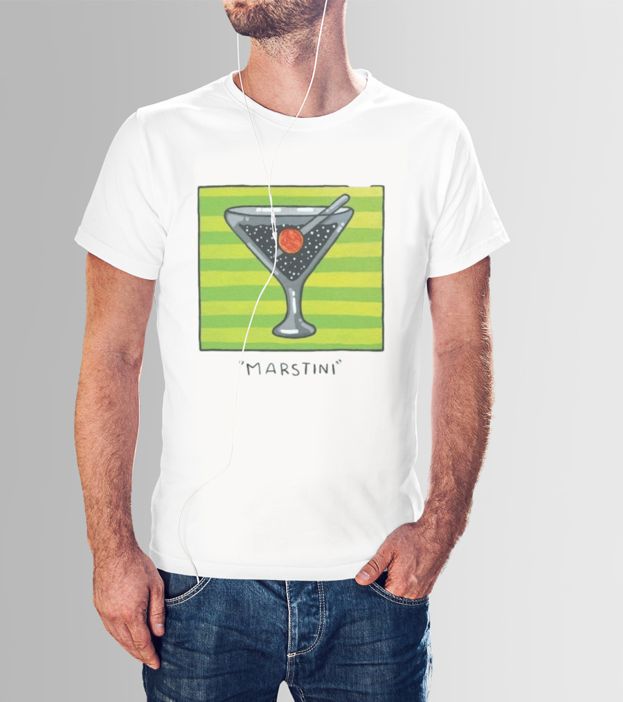 Marstini Planet Martini Cocktail Mars Space Themed Drink T-Shirt