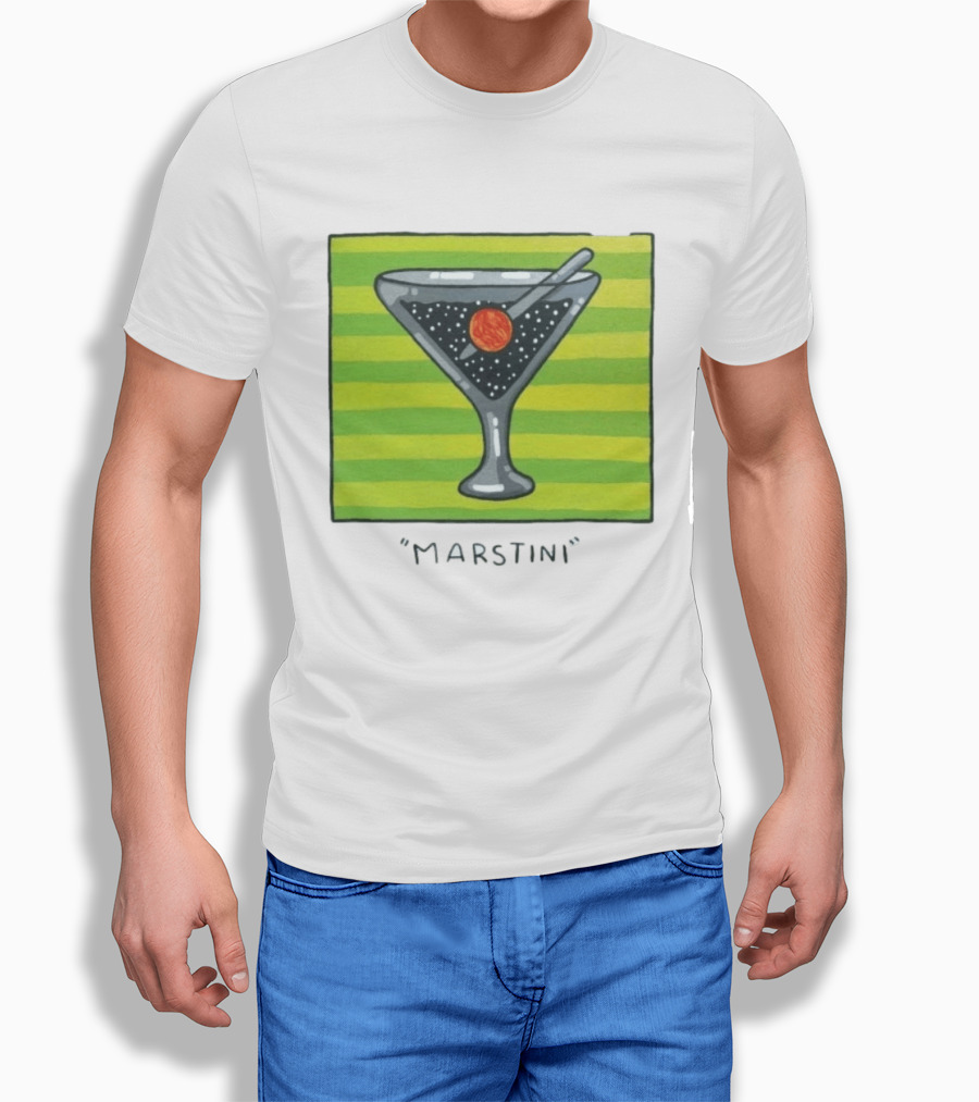 Marstini Planet Martini Cocktail Mars Space Themed Drink T-Shirt