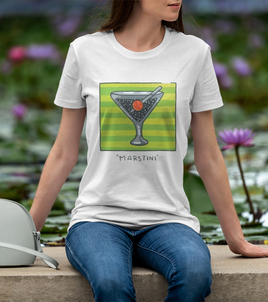 Marstini Planet Martini Cocktail Mars Space Themed Drink T-Shirt