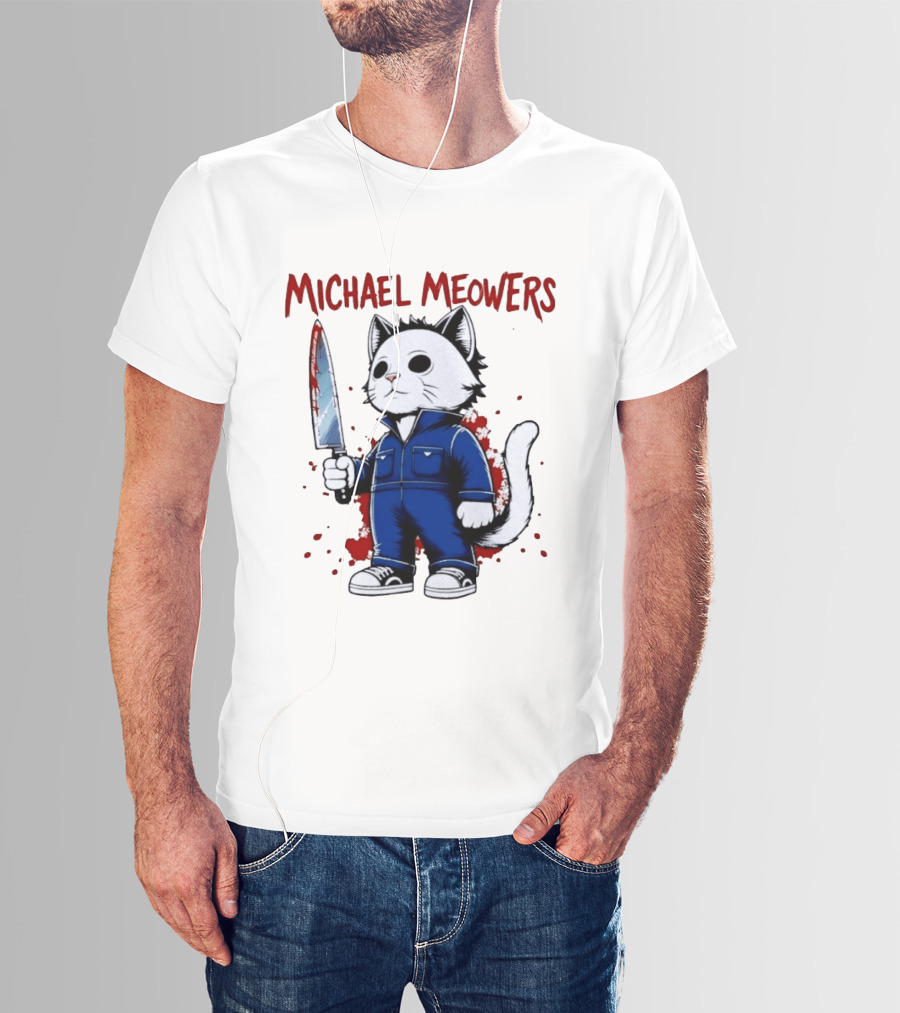 Michael Meowers Halloween Slasher Cat With Knife T-Shirt