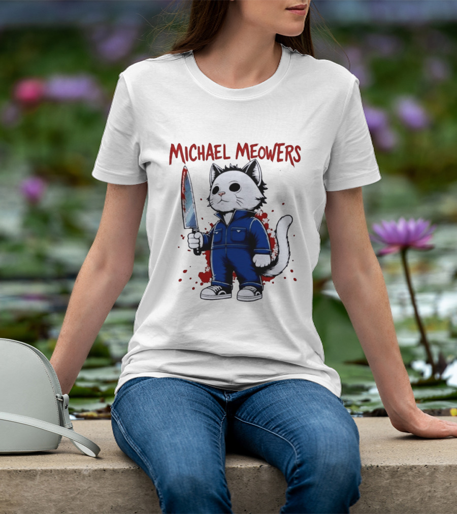 Michael Meowers Halloween Slasher Cat With Knife T-Shirt