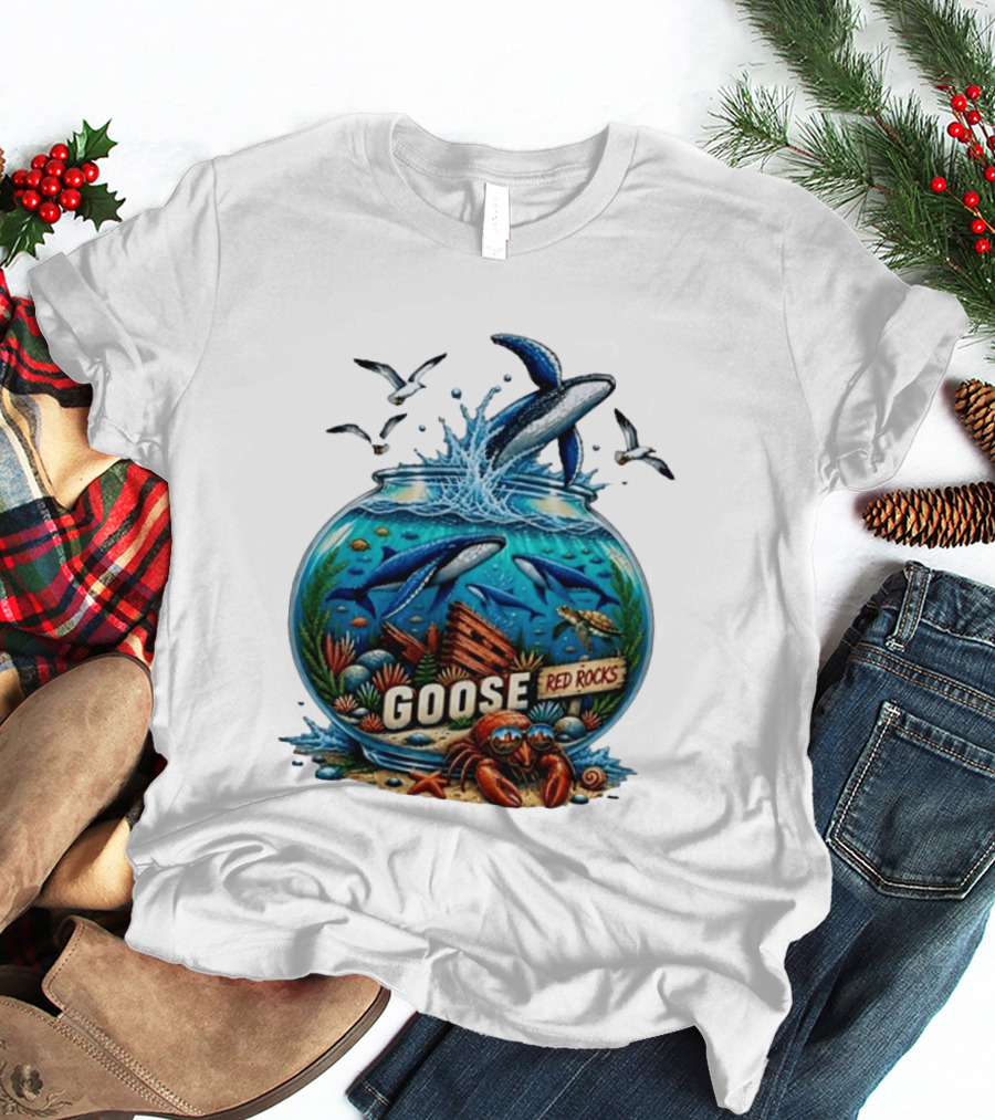Goose Red Rocks Aquarium Whale Ocean Life Jam Band T-Shirt
