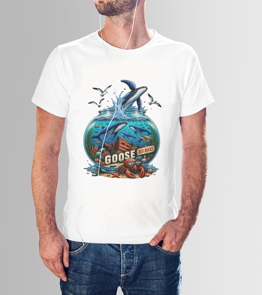 Goose Red Rocks Aquarium Whale Ocean Life Jam Band T-Shirt