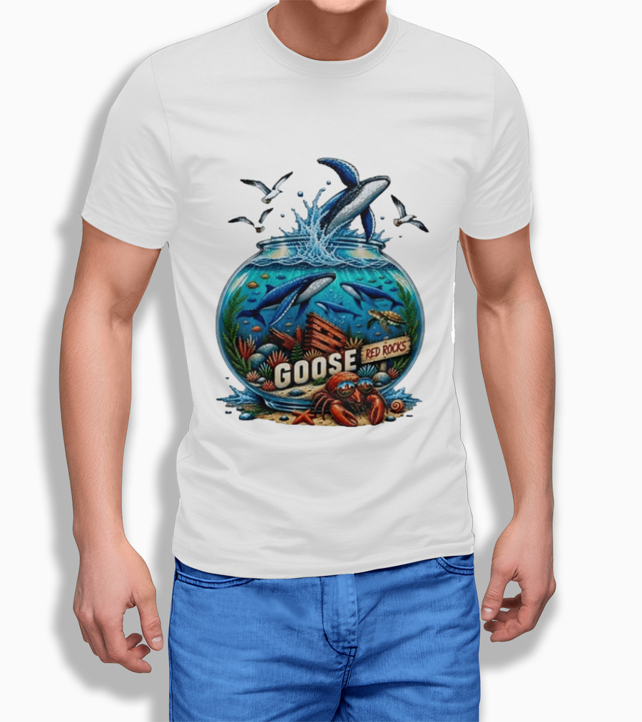 Goose Red Rocks Aquarium Whale Ocean Life Jam Band T-Shirt