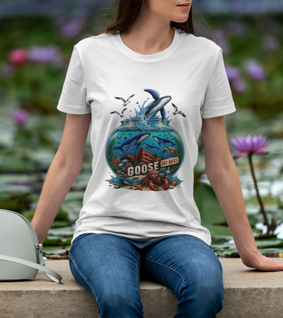 Goose Red Rocks Aquarium Whale Ocean Life Jam Band T-Shirt