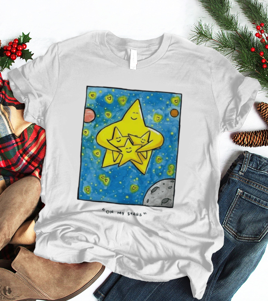 Oh My Stars Family Of Stars Celestial Background With Planets And Hearts T-Shirt