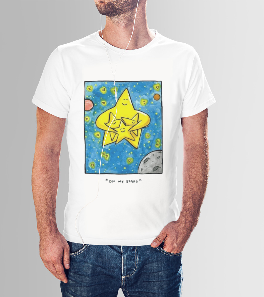Oh My Stars Family Of Stars Celestial Background With Planets And Hearts T-Shirt